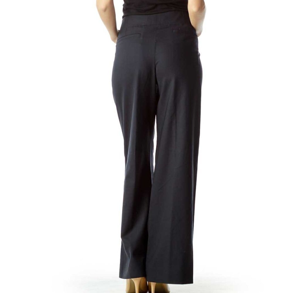 Elie Tahari Navy Wool Wide Leg Slacks - Picture 3 of 3